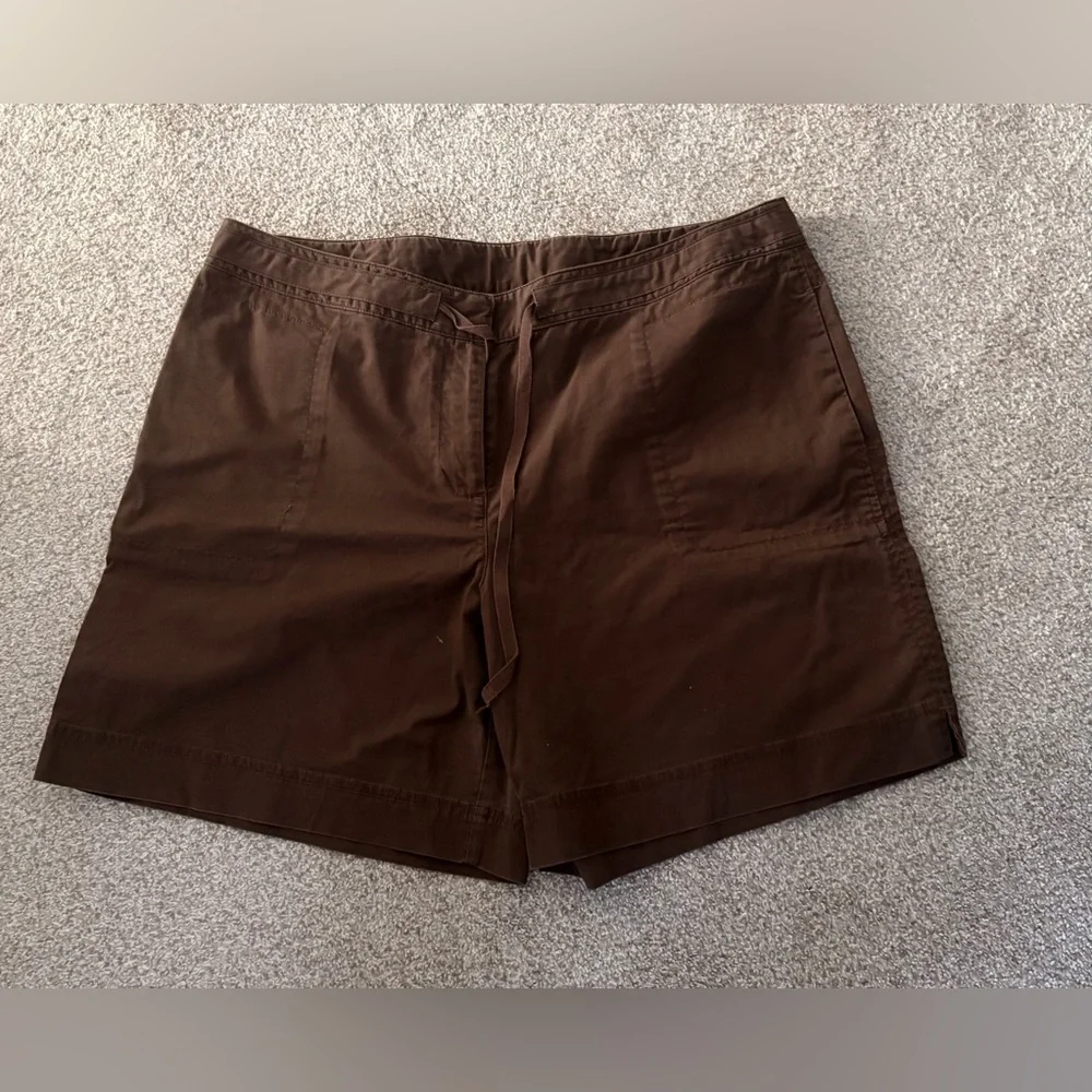 J. Jill Brown Drawstring Cotton Shorts - Picture 1 of 12